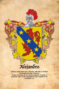 Escudo heráldico del apellido ALEJANDRO