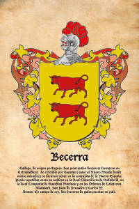 Escudo heráldico del apellido BECERRA