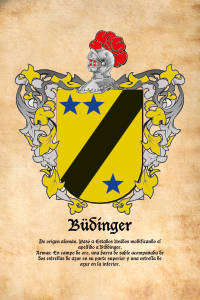 Escudo heráldico del apellido BUDINGER