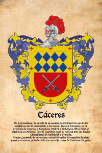 Escudo heráldico del apellido CACERES