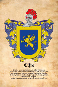 Escudo heráldico del apellido CIFRE