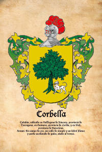 Escudo heráldico del apellido CORBELLA