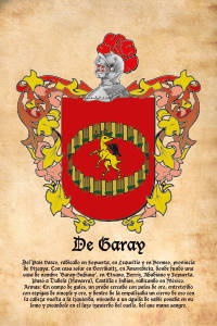 Escudo heráldico del apellido DE GARAY