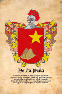 Escudo heráldico del apellido DE LA PEÑA