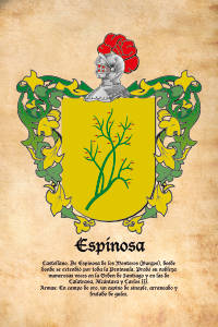 Escudo heráldico del apellido ESPINOSA