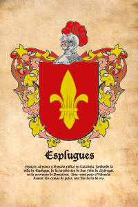 Escudo heráldico del apellido ESPLUGUES