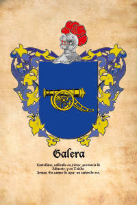 Escudo heráldico del apellido GALERA