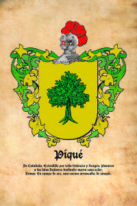 Escudo heráldico del apellido PIQUE