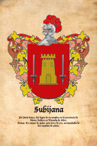 Escudo heráldico del apellido SUBIJANA
