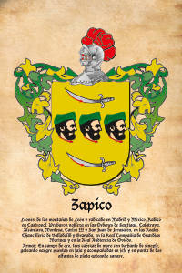 Escudo heráldico del apellido ZAPICO
