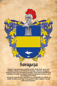 Escudo heráldico del apellido ZARAGOZA