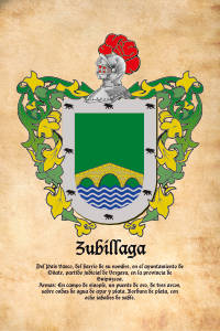 Escudo heráldico del apellido ZUBILLAGA