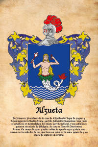 Escudo heráldico del apellido ALZUETA