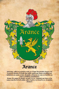 Escudo heráldico del apellido Arance