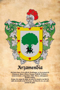 Escudo heráldico del apellido ARZAMENDIA