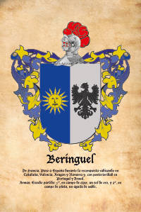 Escudo heráldico del apellido BERINGUEL