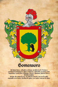 Escudo heráldico del apellido GOMENSORO
