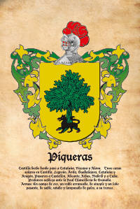 Escudo heráldico del apellido PIQUERAS