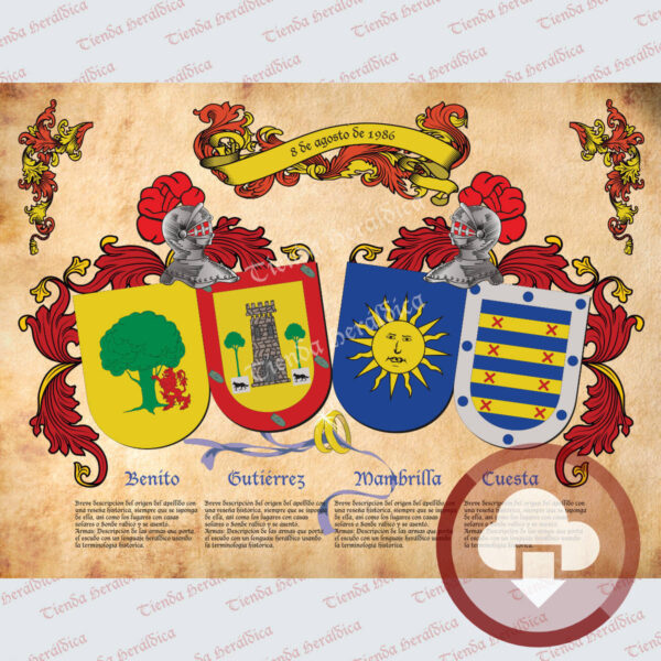 Escudos heraldicos de apellidos en digital, personalizados