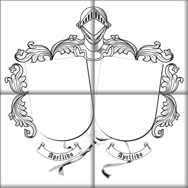 Azulejo cerámica con 2 escudos de apellidos