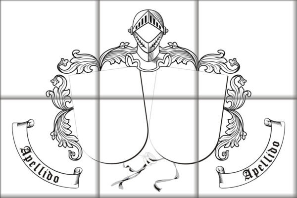Azulejo cerámica con 2 escudos de apellidos
