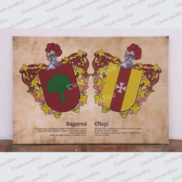 Lienzo con 2 escudos apellidos