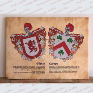 Lienzo con 2 escudos apellidos