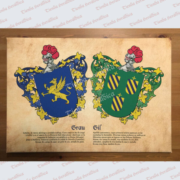 Lienzo con 2 escudos apellidos