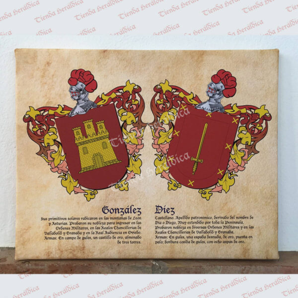 Lienzo con 2 escudos apellidos