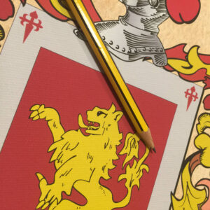 Detalle lienzo con escudo apellido